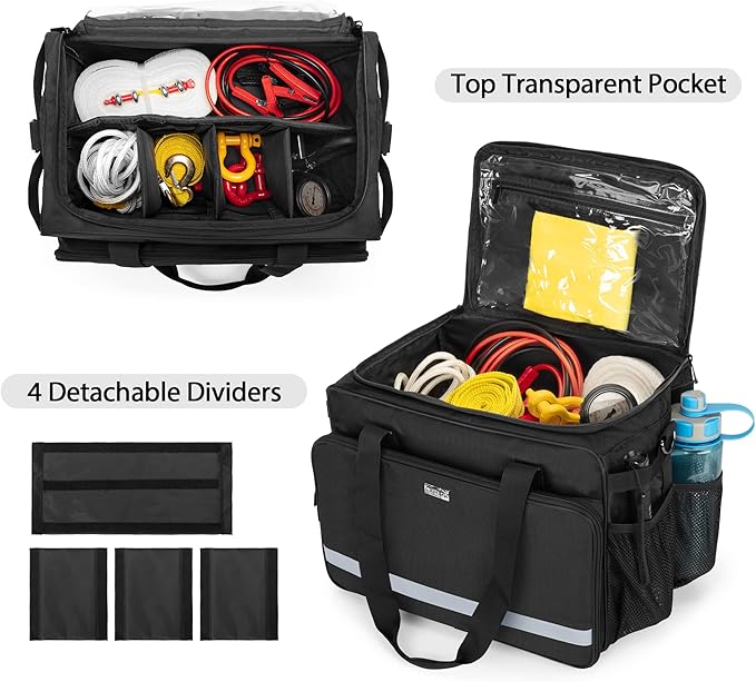 samdew Large Recovery Gear Bag, Recovery Equipment Bag for Offroad Gear Kit, Recovery Gear Box for Tire Repair Tools, Bag for Tow Straps, Shackles & Towing Accessories for Vehicle or Trucks, Bag Only
