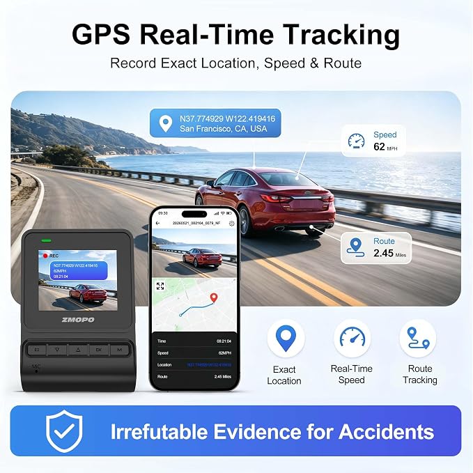 Innovative 360 View 4 Channel Dash Cam Front and Rear with External Side Cameras for Cars, GPS and 5G Band WiFi, Night Vision, 170 Wide Angle, 24H Parking Mode, Supercapacitor, Included 128GB Card