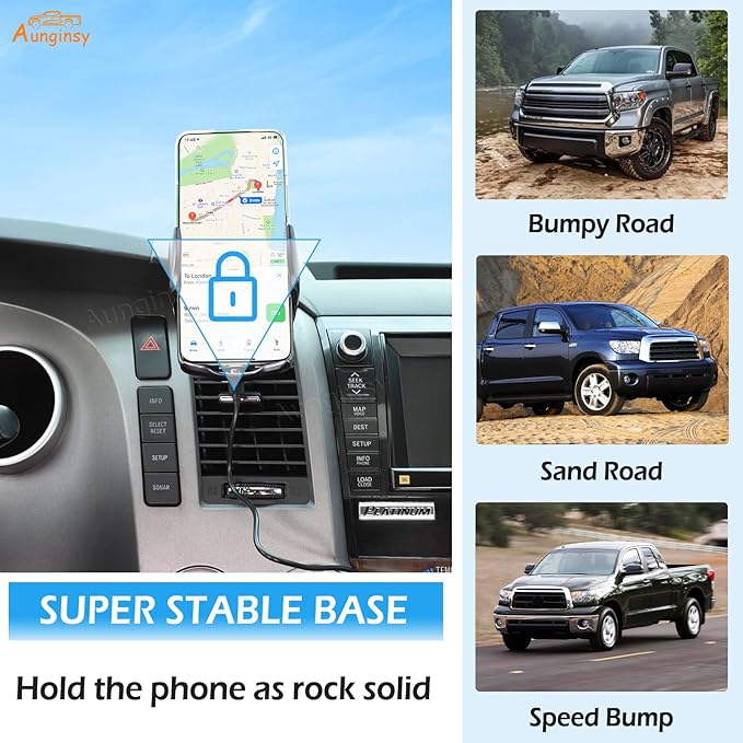 Aunginsy Car Phone Mount Compatible with Toyota Tundra/Sequoia 2007-2013 Center Console Air Outlet Vent Upper Panel Mobile Phone Holder Instrument Hands-Free Cell Phones Navigation Bracket Accessories