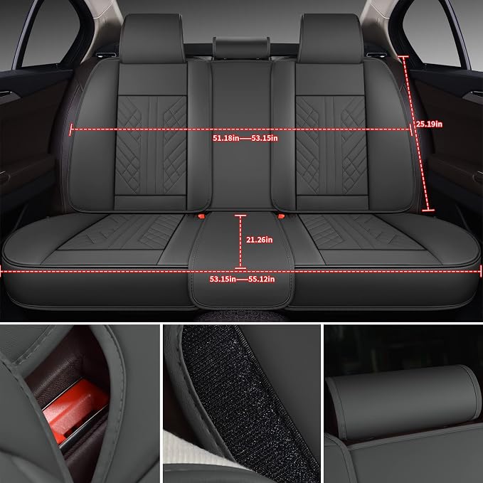 GXT Deluxe Faux Leather Full Coverage Car Seat Cover Anti-Slip Universal Fits for Sedans SUV Pick-up Truck with Headrests,Interior Accessories(Dark Grey)