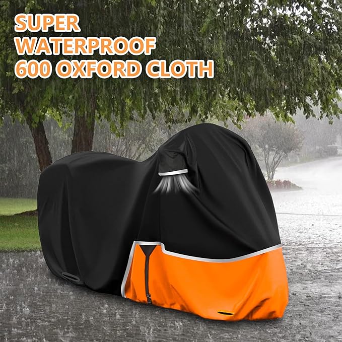 420D Motorcycle Cover for Various Sports, CBR 600/1000 RR 500R/650R/1000R Ninja 500 400 Z900 Zx6r R1 R3 R6 GSXR Z400 S1000R YZF-R1 Outdoor Waterproof All-Weather Protection Sport Bike Cover