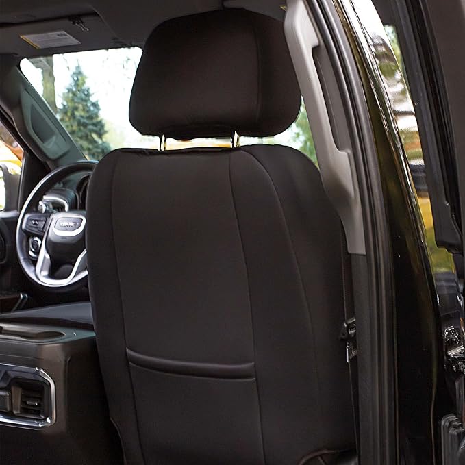 FH Group Custom Fit Car Seat Covers Specifically Made for 2019-2023 GMC Sierra 1500 2500HD 3500HD SLE | Base - Ultraflex Neoprene Water Resistant Automotive Seat Covers- Front Set Gray