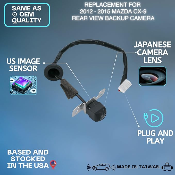 Backup Camera Replaces for 2012-2015 Mazda CX-9 OE Part # TK21-67-RC0C, TK21-67-RC0, TK21-67-RC0A, TK21-67-RC0B