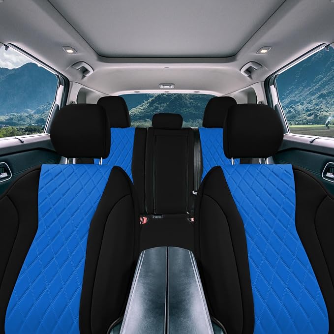 FH Group Custom-Fit Car Seat Covers Specifically Made for 2021-2026 Nissan Rogue, Full Set Blue Ultraflex Neoprene Waterproof Automotive Seat Cover