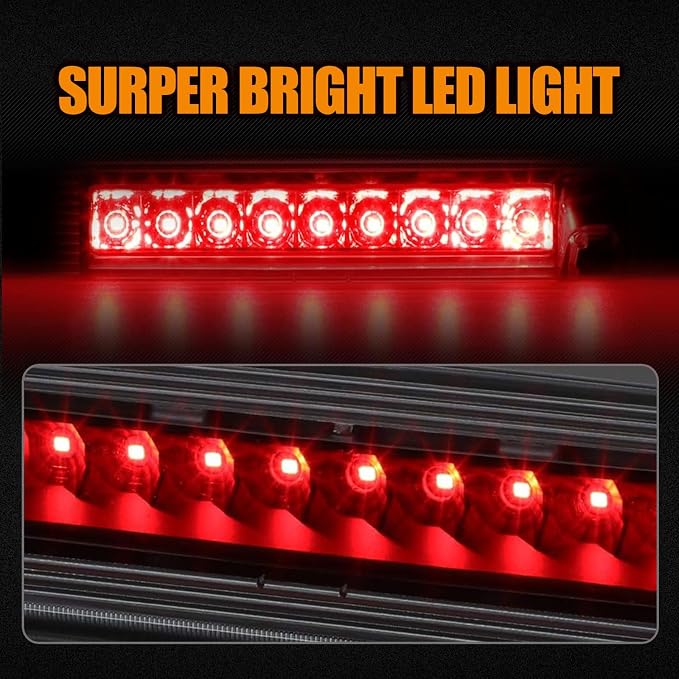 Third 3rd Brake Light LED for 2007-2012 Dodge Nitro, High Mount Rear Brake Lights Assembly for 07-12 Dodge Nitro, Waterproof Center Cab Lamp Stop Light (Black)
