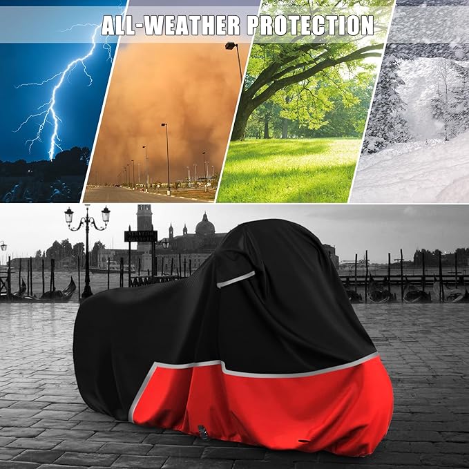 Waterproof Motorcycle Cover Replace for Harley Davidson Sport Models, 420D Oxford Cloth Nightster, Sportster Motorcycle Cover with Reflective Strips for Snow Rain Dust Hail Protection