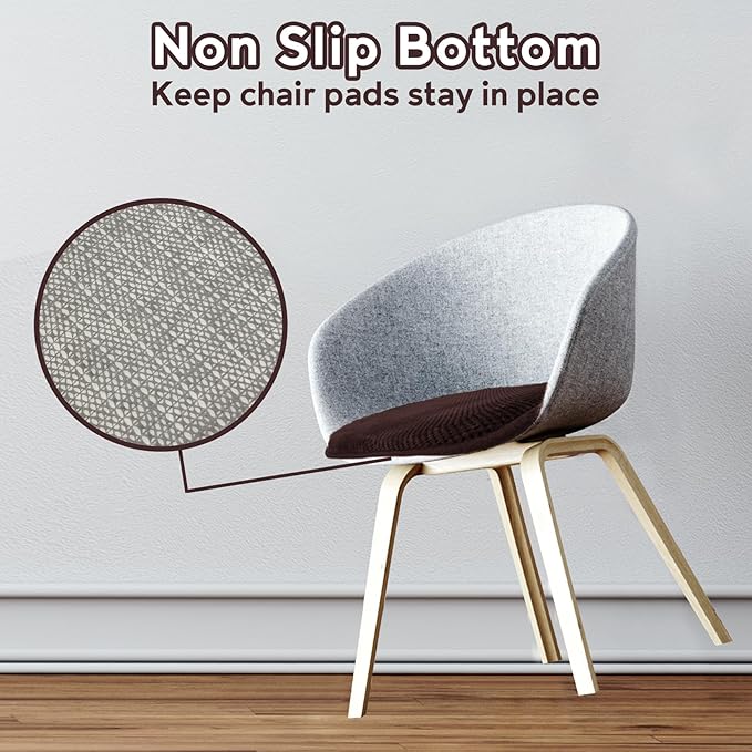 Brown Kitchen Dining Chairs Cushions Set of 4 Non Slip Foam Patio Seat Cushions Washable Soft Thick Pads Large Wooden Metal Tapered Chair Cushions,17" x 15"