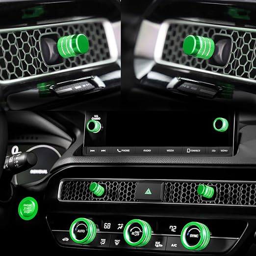 Knob Covers for Honda Civic Accessories 2026 2025 2022-2024 for CRV 2026 2025 2024 2023 for Acura Integra 2025 2024 2023 AC Knob, Air Vent, Audio Control, Push Start Button Cover Ring 11Pcs (Green)