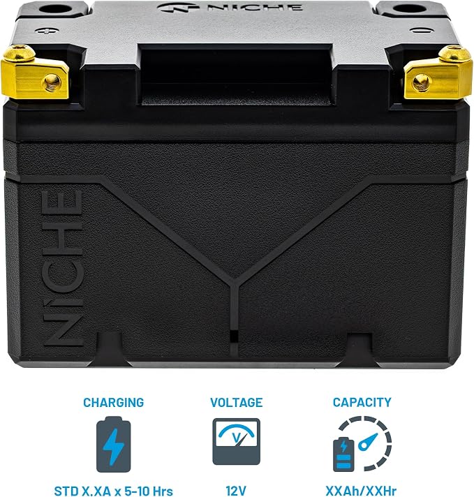 NICHE Lithium Battery with Charger YTX9-BS YTZ12S 12V 240A for Honda Yamaha Polaris Kawasaki KTM ATV Motorcycle