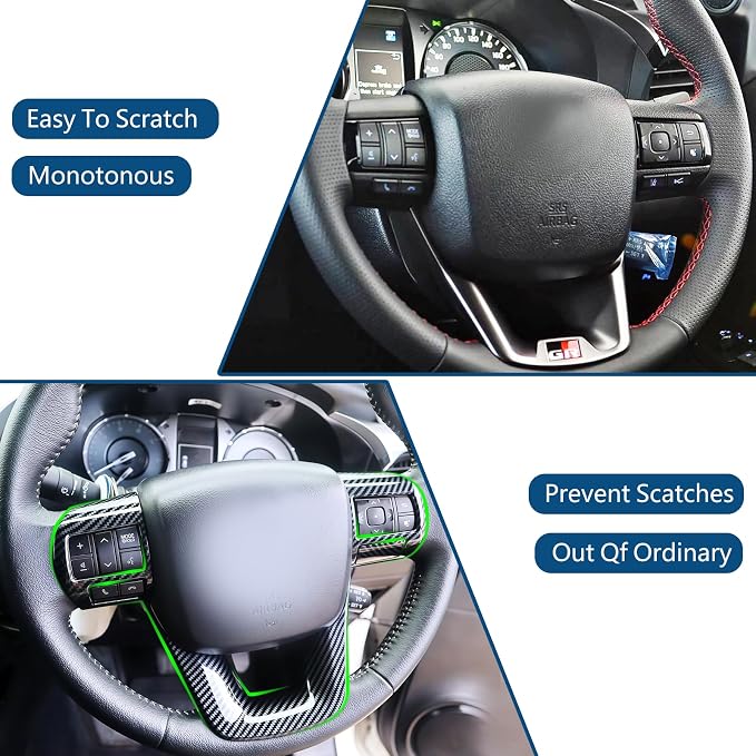 Car Steering Wheel Cover for Toyota Hilux 2016-2025 Interior Kit Accessories Decoration (Imitation Carbon Fiber Pattern)