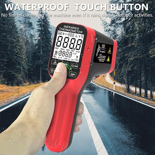 Pyrometer, 30:1 Industrial Infrared Thermometer Gun Rechargeable, -58℉~2912℉ High Temp Waterproof Digital IR Laser Temperature Gauge (NOT for Human)