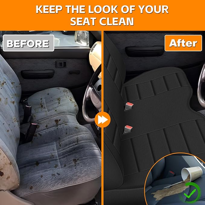 Truck Seat Cover Compatible with 1995-2004 Toyota Tacoma, Front Bench Seat with Molded Headrest and Small Notched Cushion, Knitted Fabric