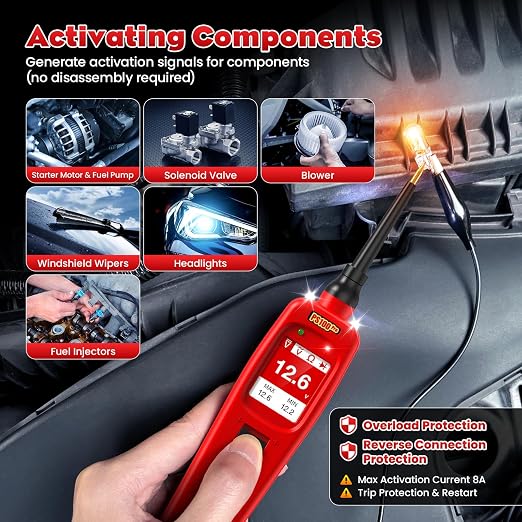 PS100PRO Automotive Circuit Tester and Short Finder, 12V/24V Power Circuit Probe Kit with AC/DC Voltage Tester, Current Probe, Component Activation Tool, Includes 20FT+20FT Cable