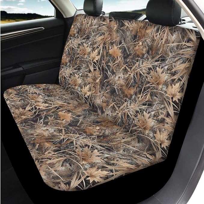 Bulopur Duck Hunting Camo Automotive Seat Covers Full Set with Matching Car Steering Wheel Cover Washable Armrest Cushion Pad Removable Seat Headrest Cover 14 Pack Auto Interior Decor Set