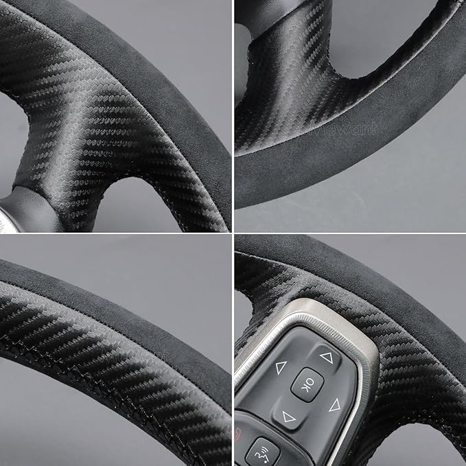 MEWANT Hand-Stitched Steering Wheel Cover Wrap for Dodge Ram 1500 2019-2023 Steering Wheel Accessories for Dodge Ram(Backsides Without Buttons)