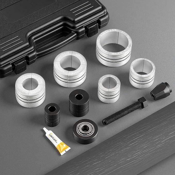 VEVOR Exhaust Pipe Expander Tool Kit, 1-5/8" to 4-1/4" Exhaust Pipe Stretcher, Muffler Pipes Spreader with 7 Heavy-Duty Collects & Storage Case, Automotive Car Tool Kit for Tailpipes Tubes