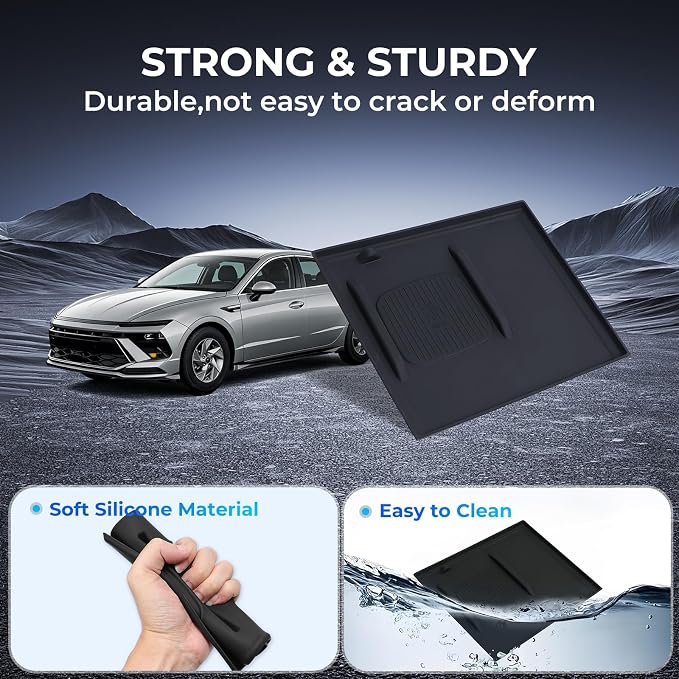Wireless Charging Protective Mat for Hyundai Sonata 2026 2025 2024, Interior Accessories Center Console Silicone Anti-Slip Wireless Charger Cover Pad Protector for 2024-2026 Sonata, Black