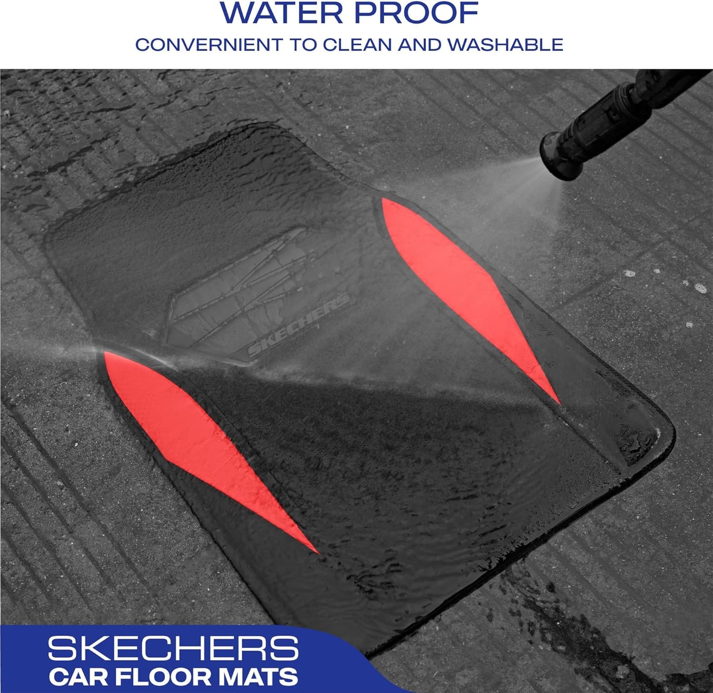 Skechers Car Floor Mats,Waterproof Universal Fit Car Mats,Faux Leather Car Floor Mats,Carbon Floor Mats for Cars with Anti-Slip Skechers Heel Pad Fit for SUV,Vans,Sedans,Trucks,Red