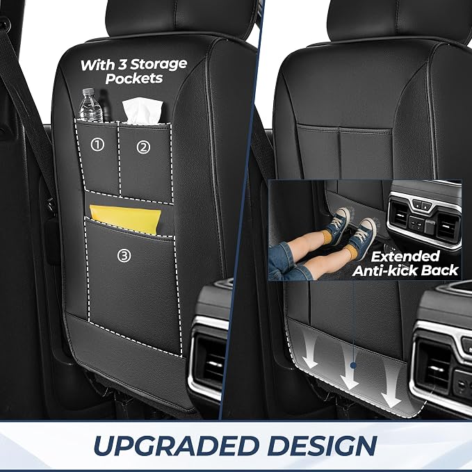 Seat Covers for Ford F150 2009-2025 2026 - F250/F350/F450 2017-2025 2026: 5 Seat Full Set Faux Leather Truck Seat Covers Car Cushion (Black&Grey)