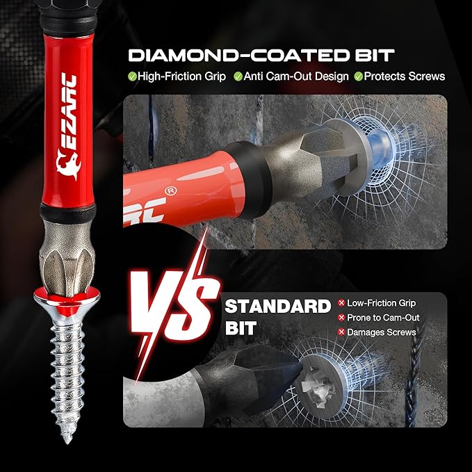 EZARC Diamond Coated Screwdriver Bit Set and EZARC 1/2" Drive Impact Socket Set