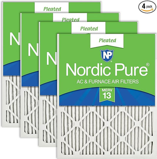 Nordic Pure 10x20x1 (Actual Size: 9 1/2 x 19 1/2 x 3/4) Pleated MERV 13 Air Filters 4 Pack