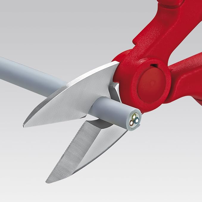 KNIPEX Tools Electrician's Shears (9505155SBA) and Long Nose Pliers With Cutter, Multi-Component (2612200) Bundle