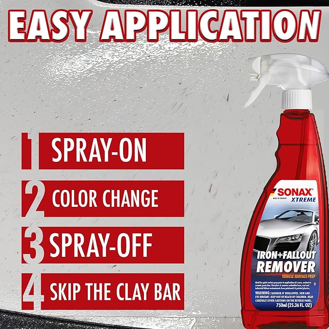 SONAX Iron+Fallout Remover | High-Performance Decontamination Spray for Paint & Wheels | Dissolves Stubborn Iron Deposits, Industrial Fallout, & Lime Stains | Easy Application | 513505 | 5L