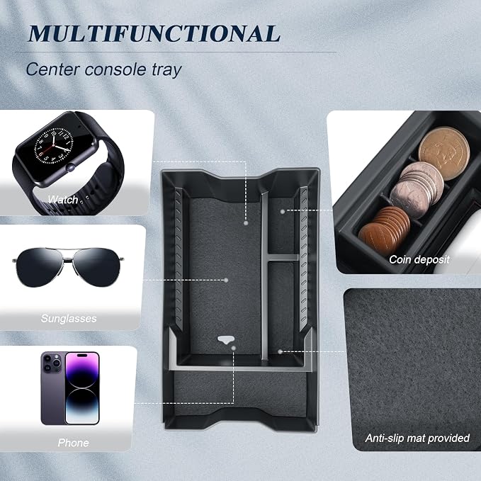 BIBIBO 3Pack for 2026 Toyota RAV4 Center Console Organizer 2026 Toyota RAV4 Console Armrest Tray+Cup Holder +Armrest Box Bottom Silicone Mat 2026 RAV4 Insert Organizer 2026 RAV4 Accessories