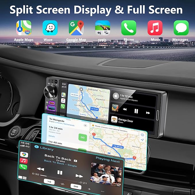REAKOSOUND Upgrade Your Old Car – 6.5" Single Din Car Stereo with Wireless Apple CarPlay & Android Auto, Bluetooth 6.0, Backup Camera Ready, FM, USB & Type-C, EQ, SWC, MIC