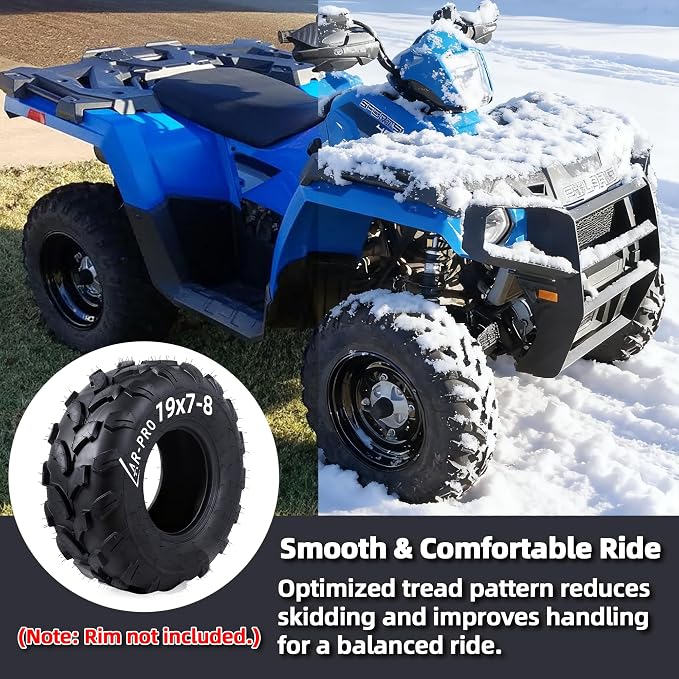 AR-PRO 19x7-8 ATV UTV Tires – 4PR Tubeless All-Terrain Off-Road Tires Compatible with Coleman CT200U, BT200X, Baja Warrior MB165 MB200, Axis M200, Coolster 110cc 125cc Quad Go Kart
