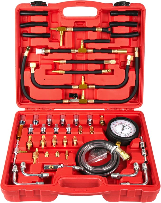Fuel Injection Pressure Tester Kit Gauge 0-140 PSI Pro Auto Fuel Pressure Gauge for Fits Most Cars and Trucks