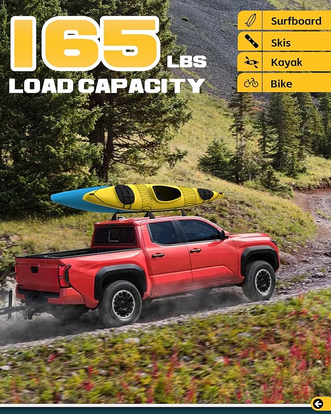 Trumgeta Basic Model Roof Rack Cross Bars Fit for 2024 2025 2026 Toyota Tacoma Double Cab Crossbars Luggage Cargo Carrier for Cargo Bike Kayak Snowboard No Drill Rooftop Accessories