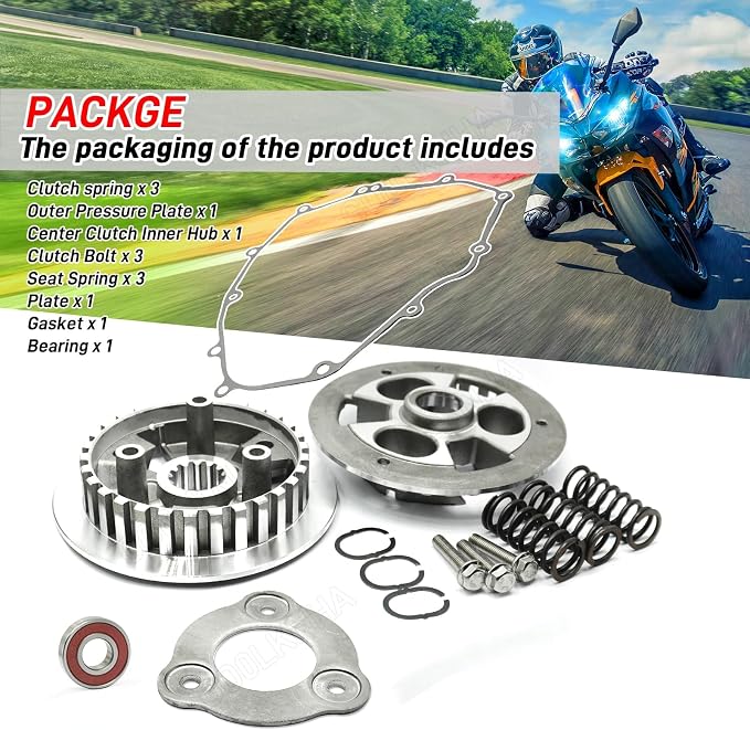 Clutch Kit & Inner Hub & Outer Pressure Plate Gasket for Kawasaki Ninja 400 EX400 Z400 ER400 2018-2024 OEM# 13087-0585 13187-0033 11061-1253