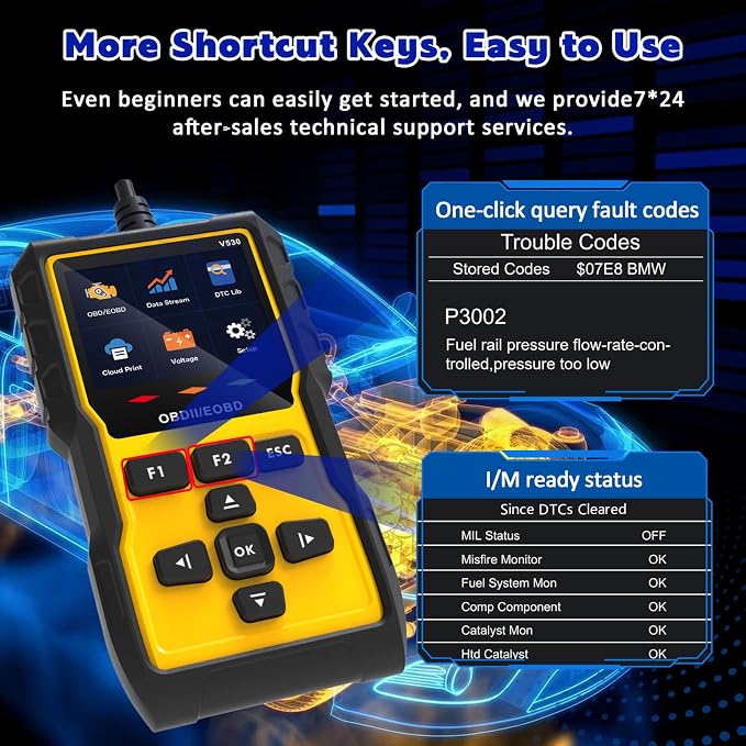OBD2 Scanner Diagnostic Tool Professional Enhanced Auto Check Engine Code Reader with Reset,35,901 DTC Cloud Print I/M Readiness OBDII/EOBD Car Diagnostic Scan Tools for Vehicles After 1996