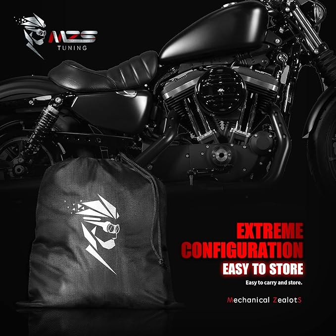 MZS Motorcycle Cover Waterproof Outdoor, 420D All Season Weather Protection Covers Storage Compatible With Rebel Shadow Magna Vulcan Eliminator Scout Chief Bolt V Star VTX1300 Bonneville Boulevard