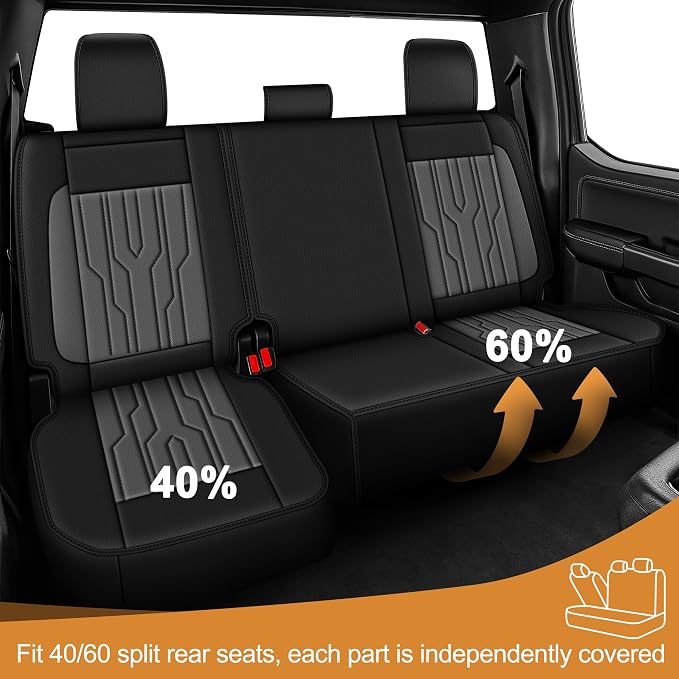 Seat Covers Fit for Toyota Tacoma 2024 2025 2026,Waterproof Faux Leather Truck Seat Covers Full Set Double & Crew Cab Protectors(5 Seats,Black&Gray)