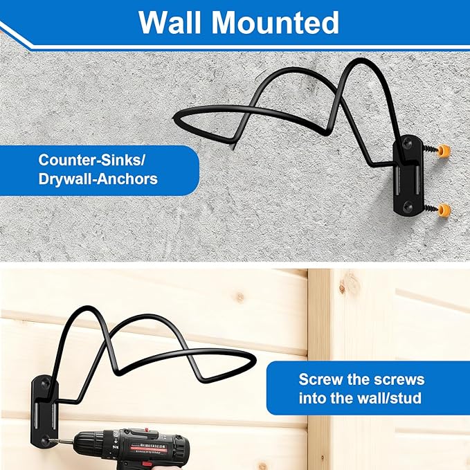 Helmet Wall Mount Display 2-Pack, Multifunctionnal Wall Mounted Helmet Holder Rack for Motorcycle, Hockey, Equestrian, Baseball, Football Helmets Storage, Black