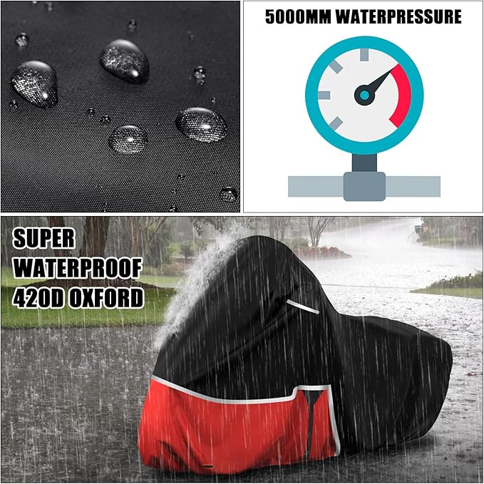 Waterproof Motorcycle Cover Replace for Honda Goldwing Without Trunk Models, 420D Oxford Cloth Automatic DCT, GL1800, Valkyrie Tourer Motorcycle Cover for Snow Rain Dust Protection