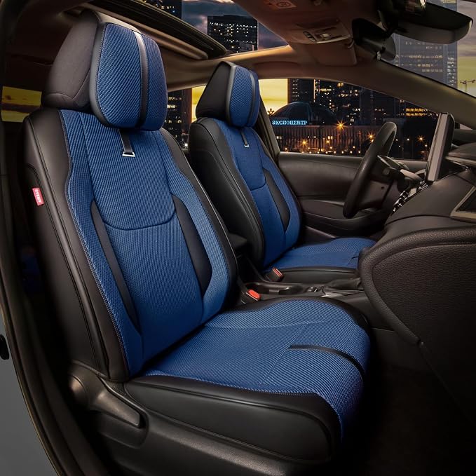 Drive Series Front Row Set Seat Covers Universal for Cars Trucks SUV, Navy Blue, CA-SC-Drive-F-NB