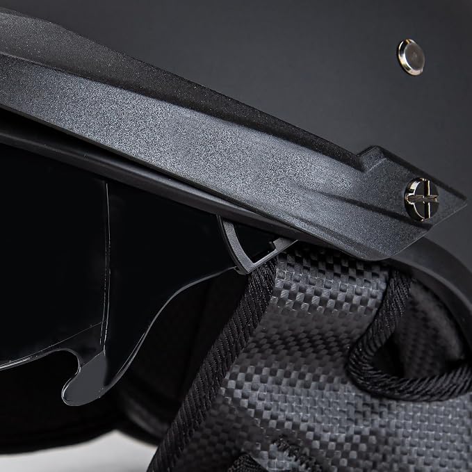 Cartman Motorcycle Open Face Helmet with Sun Visor Quick Release Buckle, Matte Black, DOT Approved