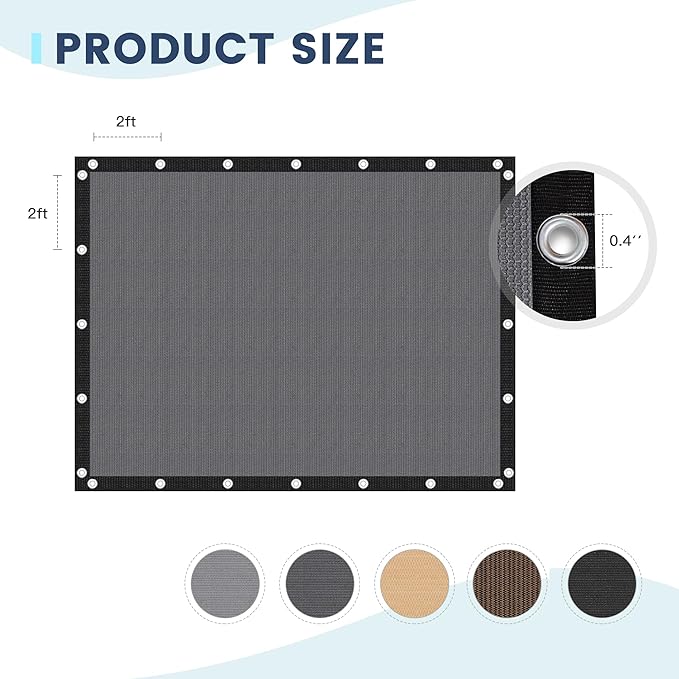 90% Sun Shade Cloth with Grommets 12X20 FT, Outdoor Pergola Shade Cover, Heavy-Duty Mesh Tarp Patio Sun Screen for Lawn Garden Backyard, Grey