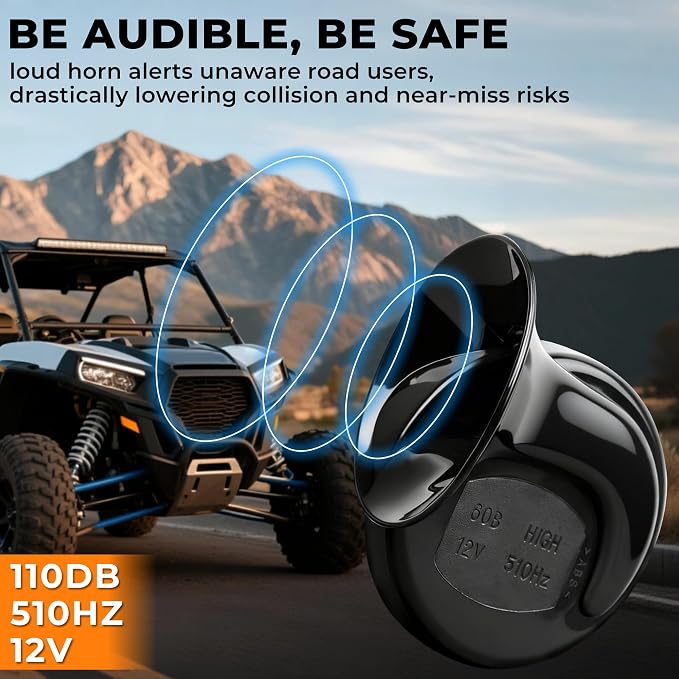 YUDE UTV ATV SXS Turn Signal Kit with 110dB Horn, 4PCS Amber LED Blinker Lights with Rocker Switch, Pre-Wired Plug and Play Street Legal Kit for Polaris Can-Am Kawasaki CFMOTO Yamaha 12V Golf Cart