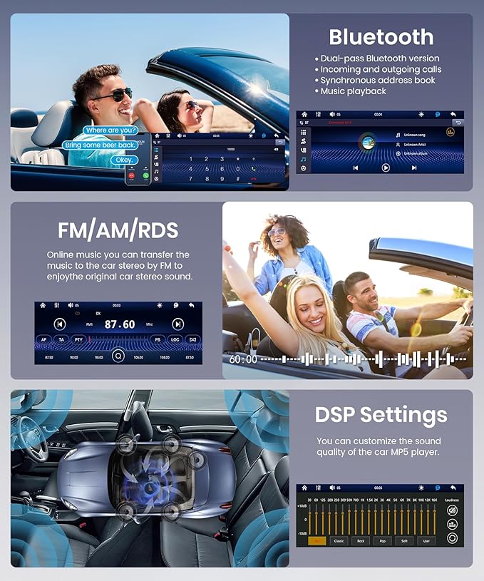 6.5 inch Single Din Car Radio Wireless Carplay Android Auto Car Stereo, 1 Din Radio Incell Touch Screen Stereo Bluetooth 5.2, Mirror Link, FM AM RDS SWC EQ USB Type-C Fast Charging, Backup Camera