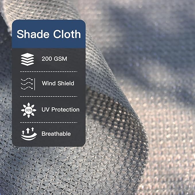 90% Sun Shade Cloth with Grommets, Customizing Outdoor Pergola Shade Cover, Heavy-Duty Mesh Tarp Patio Sun Screen for Lawn Garden Backyard, 19X21 FT, Grey