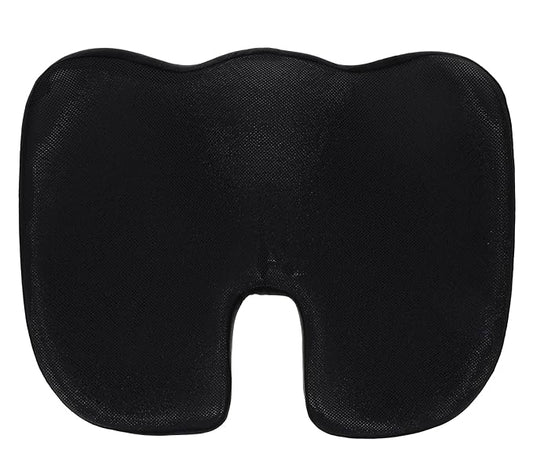 BC Outfitters BCO3565SCBLK Ergonomic Seat Cushion with Memory Foam and Cooling Gel-Coccyx Support Nonslip Base Washable Cover 46 x 37 x 7 cm-Black