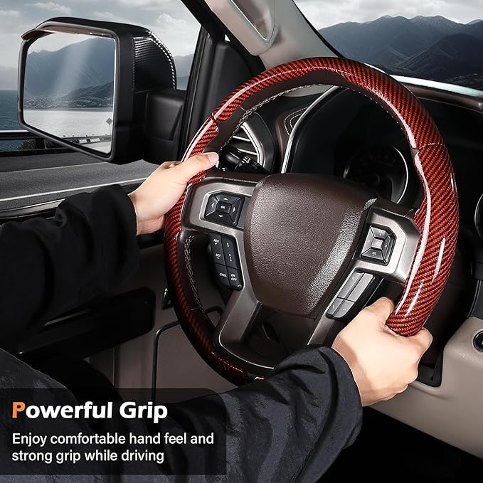 Steering Wheel Cover for Ford F150 2015-2020/F250 2017-2021/F350 2017-2021/F450 2017-2021/F550 2017-2021/Ford Expedition 2018-2021 Custom-fit Car Steering Wheel Cover for Ford Steering Wheel Protector