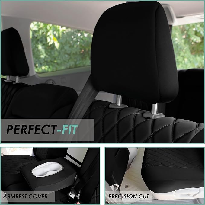 FH Group Custom Fit Car Seat Covers Specifically Made for 2016–2022 Honda Pilot, 2nd Row Set Black Ultraflex Neoprene, Waterproof Car Seat Cover, Honda Accessories