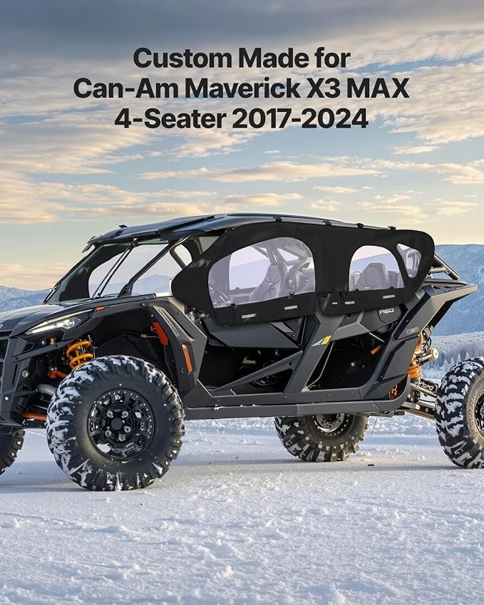 VEVOR Cab Enclosure Upper Doors, Compatible with Can-Am Maverick X3 MAX 4-Seater 2017-2024, Soft Upper Doors, Windproof Upgraded Zipper UTV Soft Side Window Kit, Work with Roof and Partial Windshields