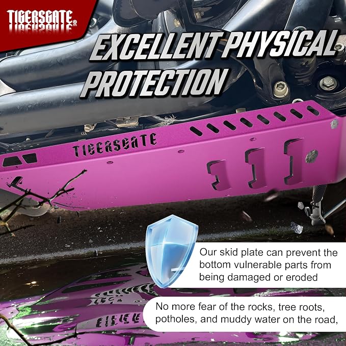 Aluminium Skid Plate Lower Engine Chassis Protection Guard for 2014-2023 Harley Touring Street Electra Road Glide King, Purple