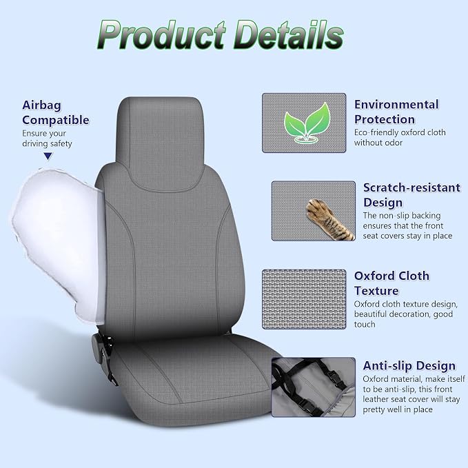 Custom-Fit Front Seat Cover for 2006-2025 Isuzu NPR, Premium Automotive Bucket Seat Cover with Molded Headrests, Airbag Compatible, Quick Setup Interior Cover for 2006-2025 Isuzu NPR